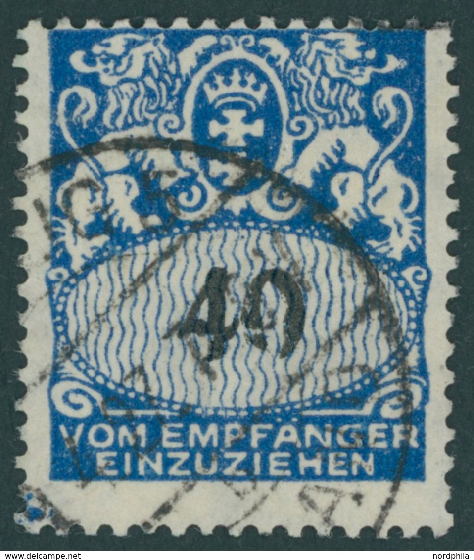 PORTOMARKEN P 34II O, 1923, 40 Pf. Dunkelkobalt Mit Plattenfehler 0 Der Wertangabe 40 Unten Offen, Pracht, Gepr. Kniep,  - Sonstige & Ohne Zuordnung