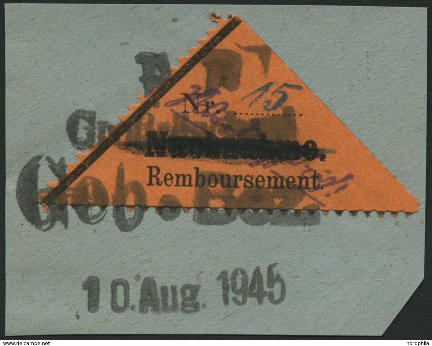 GROSSRÄSCHEN-VORLÄUFER V 2AI BrfStk, 1945, 15 Pf. Schwarz Auf Bräunlichrot, Nachnahme In Antiqua, Prachtbriefstück, Gepr - Privatpost