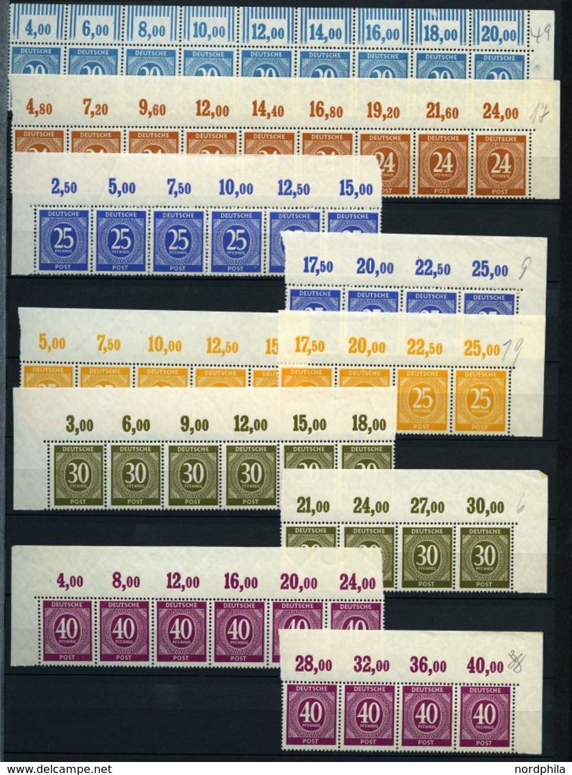 ALLIIERTE BES. 911-36 **, 1946, 1 - 84 Pf. Ziffer, Partie Oberrandstreifen, Pracht, Mi. 600.- - Sonstige & Ohne Zuordnung