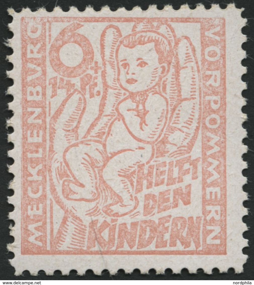 MECKLENBURG-VORPOMMERN 26b **, 1945, 6 Pf. Hellrötlichorange Kinderhilfe, Pracht, Gepr. Kramp, Mi. 160.- - Sonstige & Ohne Zuordnung