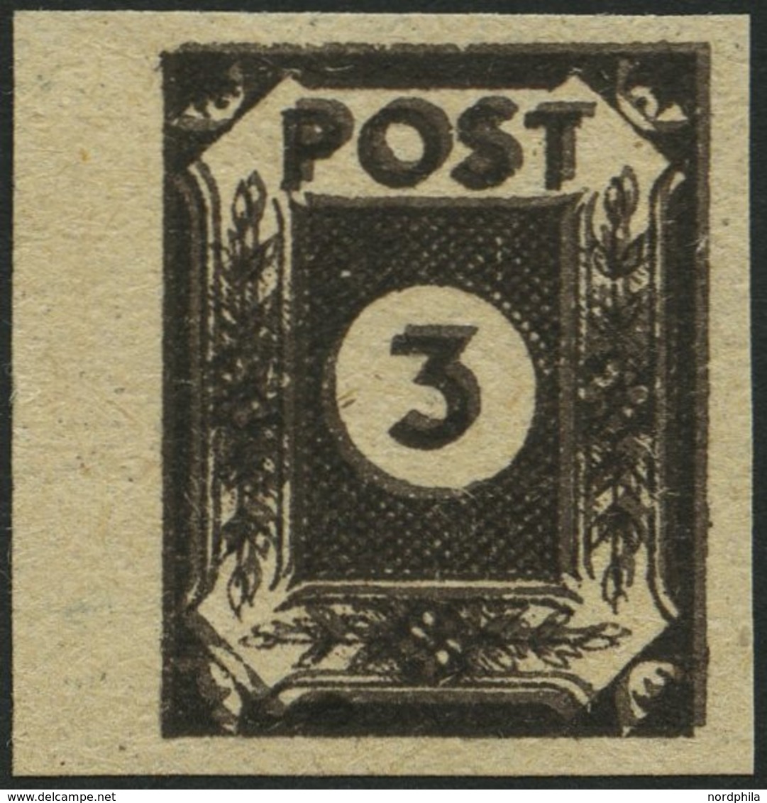OST-SACHSEN 51btxDD **, 1945, 3 Pf. Graubraun, Doppeldruck, Pracht, Kurzbefund Ströh, Mi. 300.- - Other & Unclassified