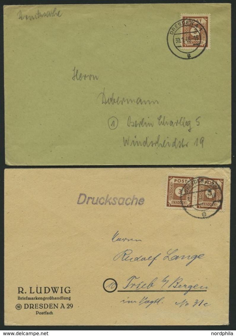 OST-SACHSEN 56a BRIEF, 1946, 3 Pf. Lebhaftorangebraun Als Einzelfrankatur Und Waagerechtes Paar Je Auf Drucksache, Prach - Sonstige & Ohne Zuordnung