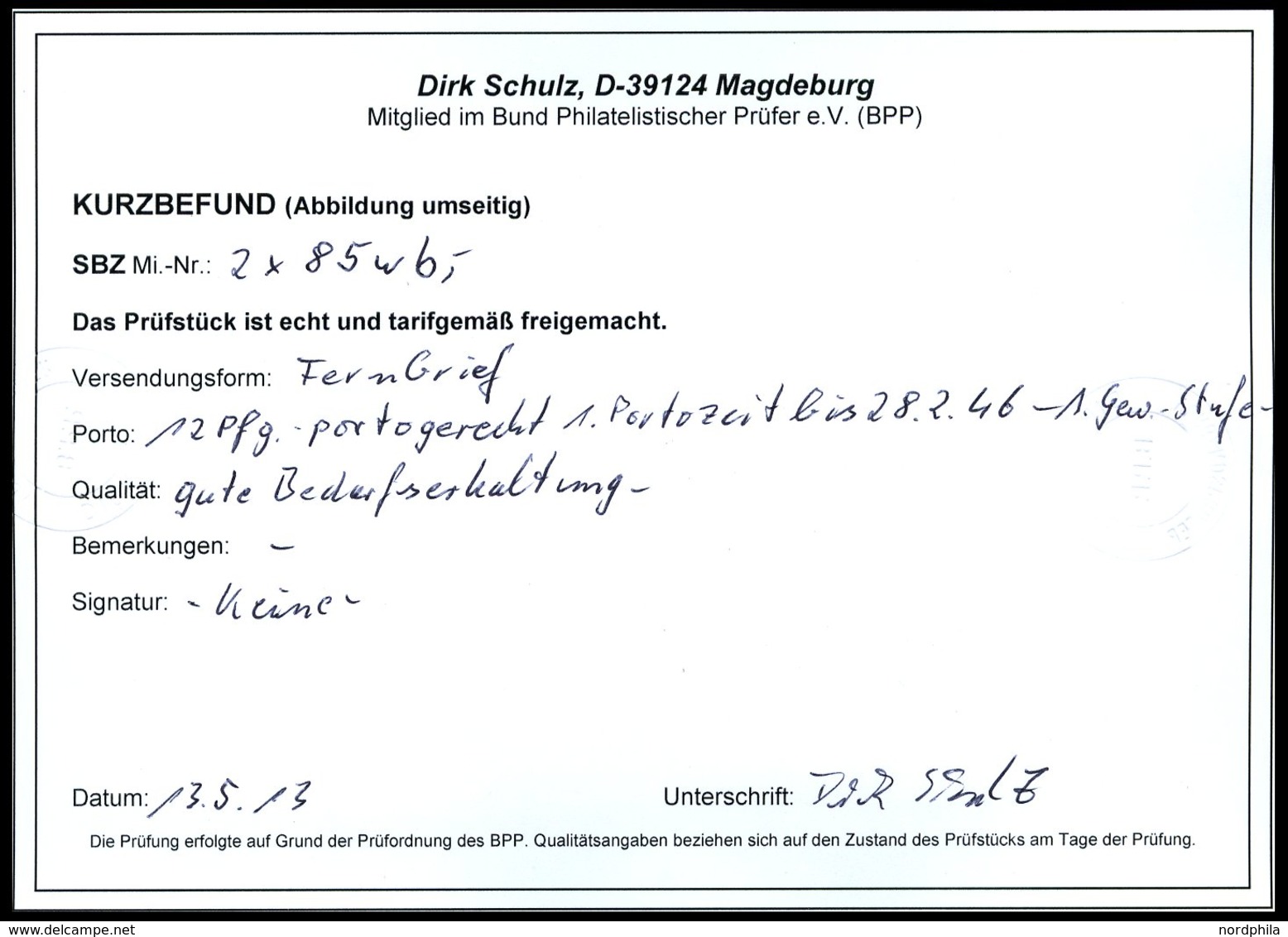 PROVINZ SACHSEN 85wb Ñ BRIEF, 1945, 6 Pf. Lebhaftgrün Im Senkrechten Paar Auf Brief Aus BELGEM, Pracht, Kurzbefund Schul - Sonstige & Ohne Zuordnung