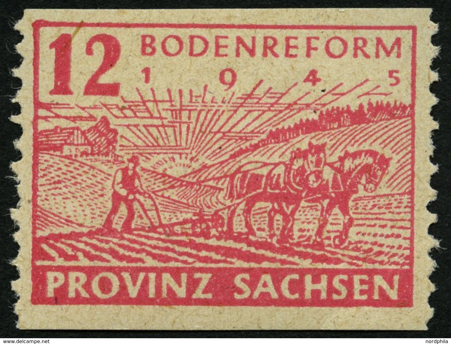 PROVINZ SACHSEN 86wbC *, 1945, 12 Pf. Lebhaftlilarot, Unregelmäßig Durchstochen, Pracht, Gepr. Schulz - Sonstige & Ohne Zuordnung