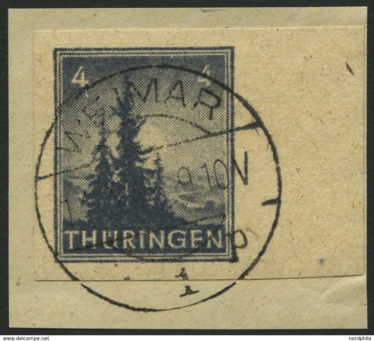 THÜRINGEN 93AYz2U BrfStk, 1946, 4 Pf. Bräunlichschwarzgrau, Spargummierung, Dickes Papier, Fallende Papierstreifung, Ung - Sonstige & Ohne Zuordnung