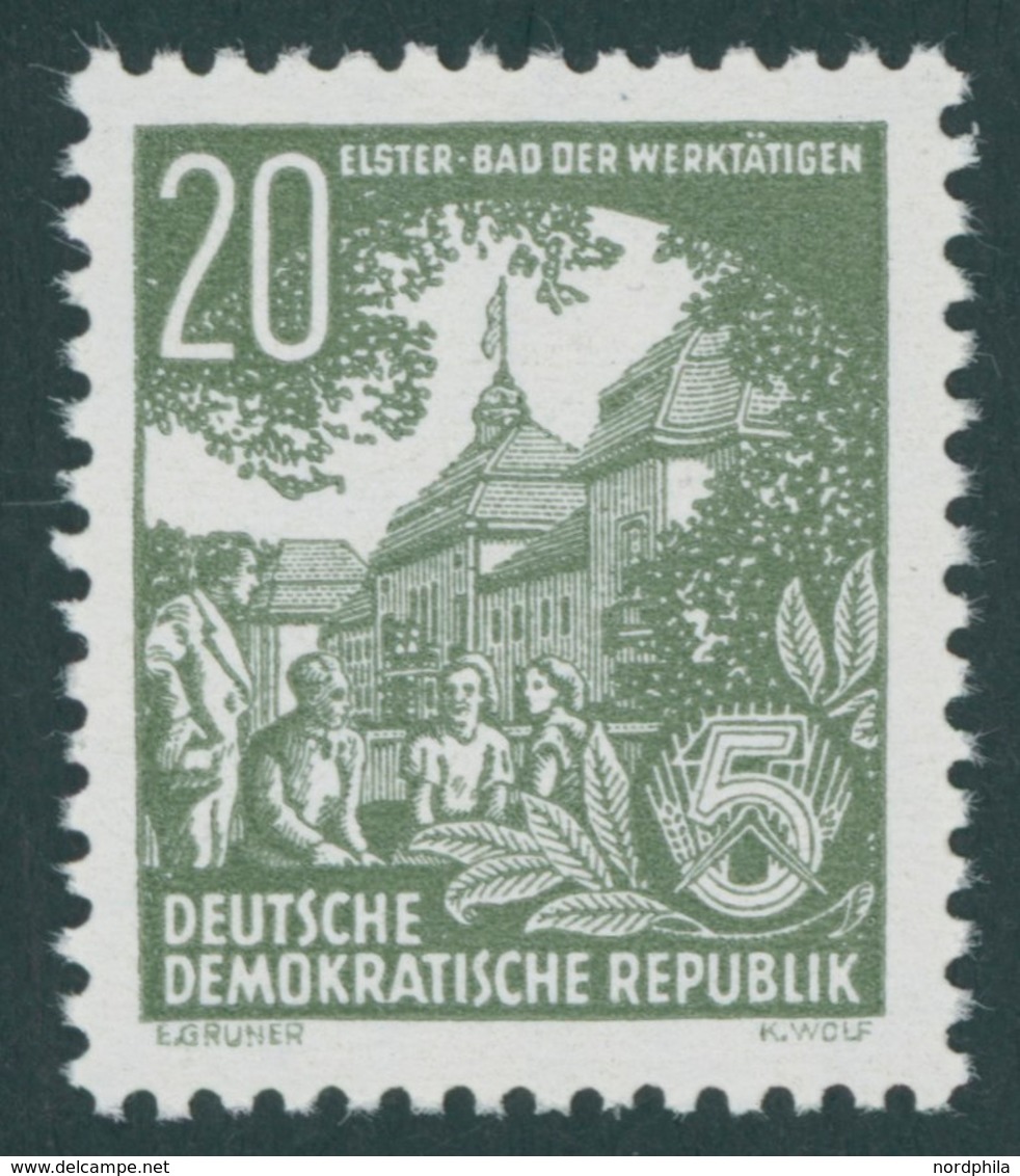 DDR 413XII **, 1954, 20 Pf. Schwärzlichgrünoliv, Wz. 2XII, Postfrisch, Pracht, Kurzbefund König, Mi. 130.- - Sonstige & Ohne Zuordnung