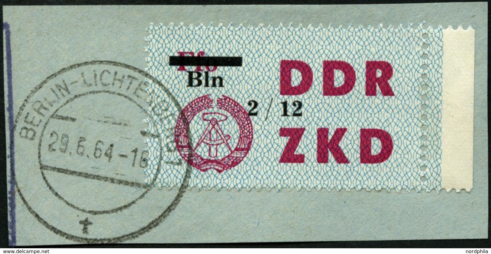 DIENSTMARKEN C D 46XIIPF I BrfStk, 1964, Laufkontrollzettel Volkseigener Betriebe (VVB), Schwarze Kontrollnummer 2/12, M - Other & Unclassified