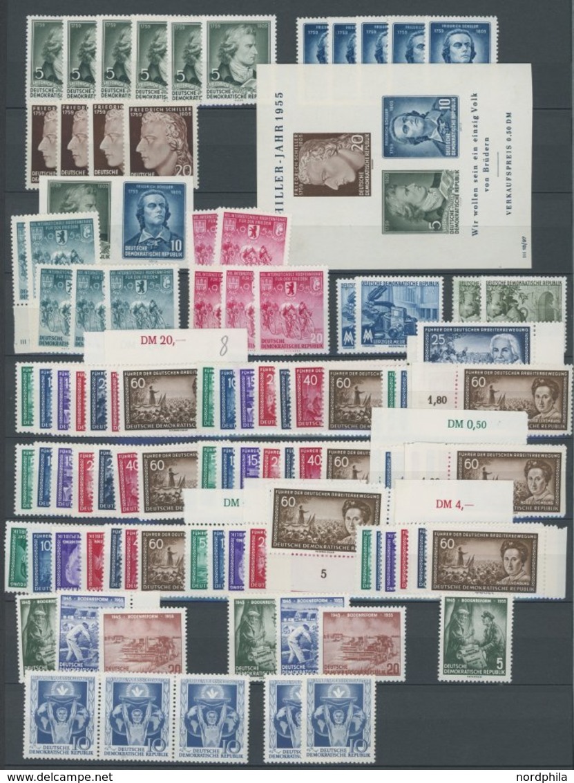 LOTS **, Reichhaltige Dublettenpartie DDR Von 1949 - 1956 Mit Einigen Guten Werten, Sätzen Und Blocks, Erhaltung Feinst/ - Sammlungen