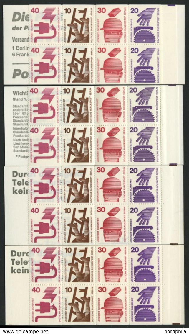 MARKENHEFTCHEN MH 9b,cI,dI,dII **, 1974/6, 4 Markenheftchen Unfallverhütung, Pracht, Mi. 104.- - Zusammendrucke