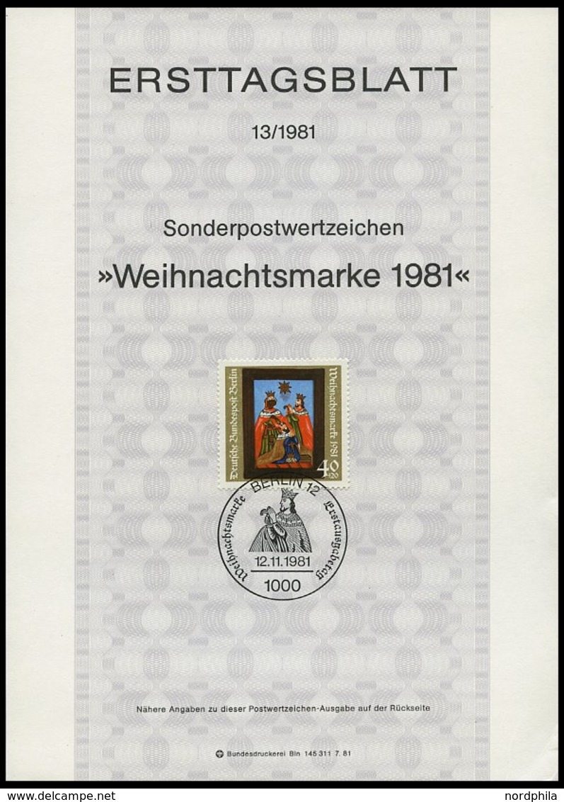 ERSTTAGSBLÄTTER 637-58 BrfStk, 1981, Kompletter Jahrgang, ETB 1 - 13/81, Pracht - Sonstige & Ohne Zuordnung