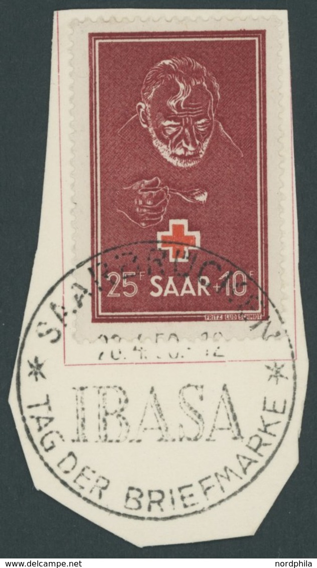 SAARLAND 292 BrfStk, 1950, 25 Fr. Rotes Kreuz Mit Sonderstempel Auf Briefstück, Pracht, Kurzbefund Geigle, Mi. 80.- - Sonstige & Ohne Zuordnung