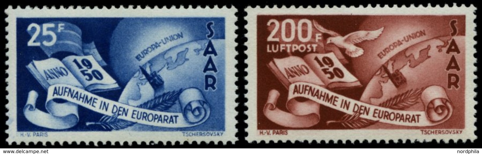SAARLAND 297/8 **, 1950, Europarat, Pracht, Mi. 220.- - Sonstige & Ohne Zuordnung