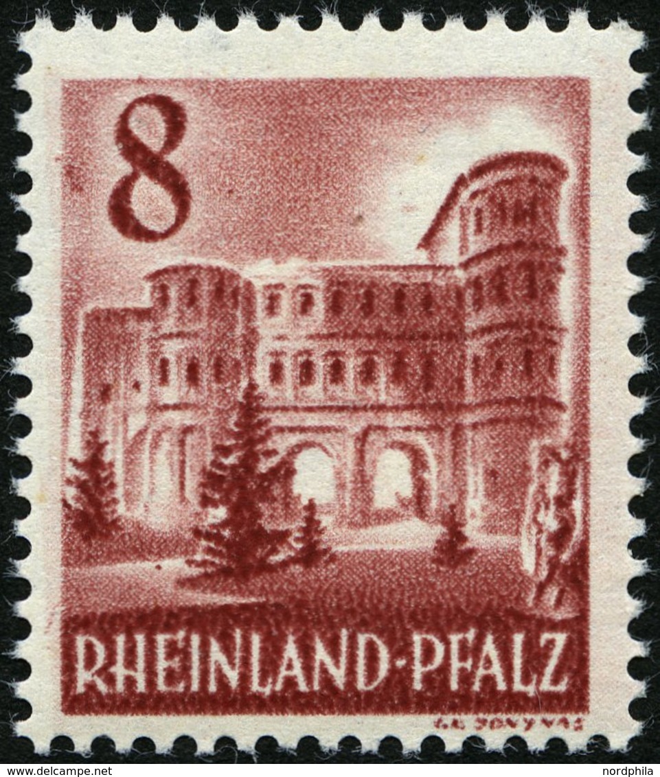 RHEINLAND PFALZ 36 **, 1949, 8 Pf. Karminbraun, Pracht, Mi. 90.- - Sonstige & Ohne Zuordnung