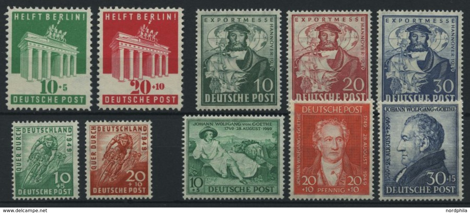 AMERIK. U. BRITISCHE ZONE 101-10 **, 1948/9, 4 Prachtsätze, Mi. 91.- - Sonstige & Ohne Zuordnung