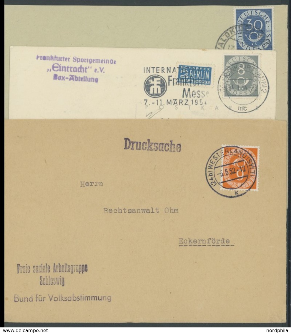 BUNDESREPUBLIK 126,127,132 BRIEF, 1954, 6, 8 Und 30 Pf. Posthorn, Je Als Einzelfrankatur, Pracht - Usati