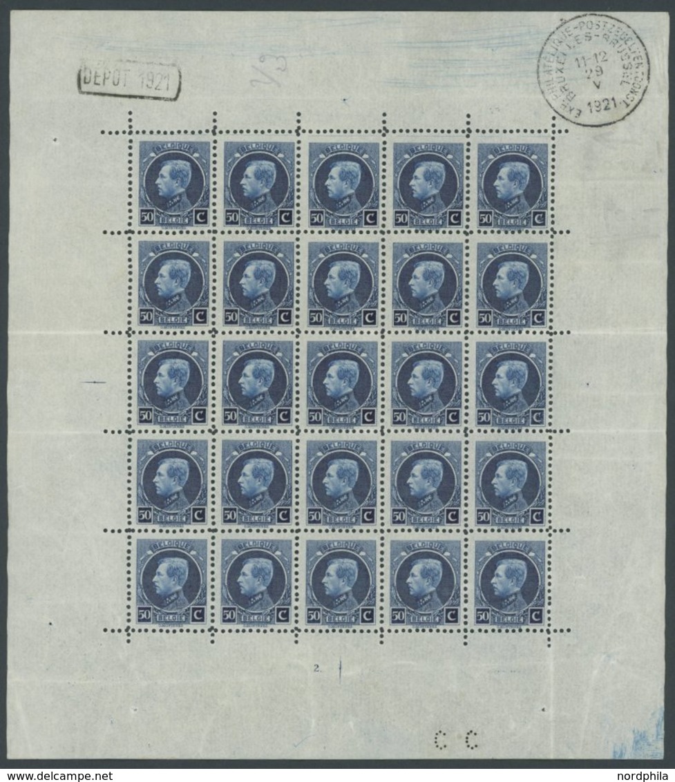 BELGIEN 165KB **, 1921, 50 C. Internationale Briefmarkenausstellung Im Bogen (25), übliche Ränder, Pracht - Sonstige & Ohne Zuordnung