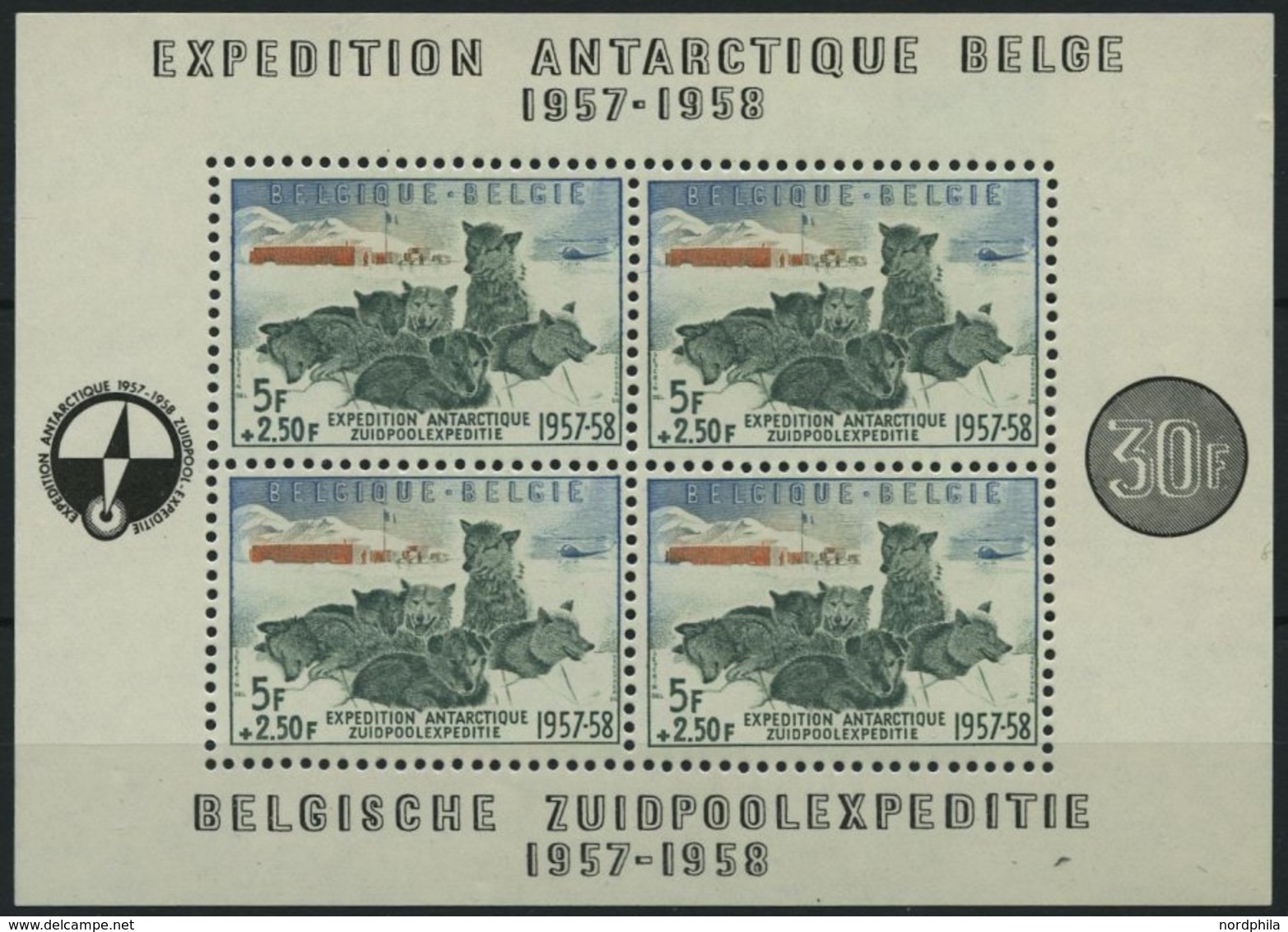 BELGIEN Bl. 25 **, 1957, Block Südpolexpedition, Pracht, Mi. 150.- - Sonstige & Ohne Zuordnung