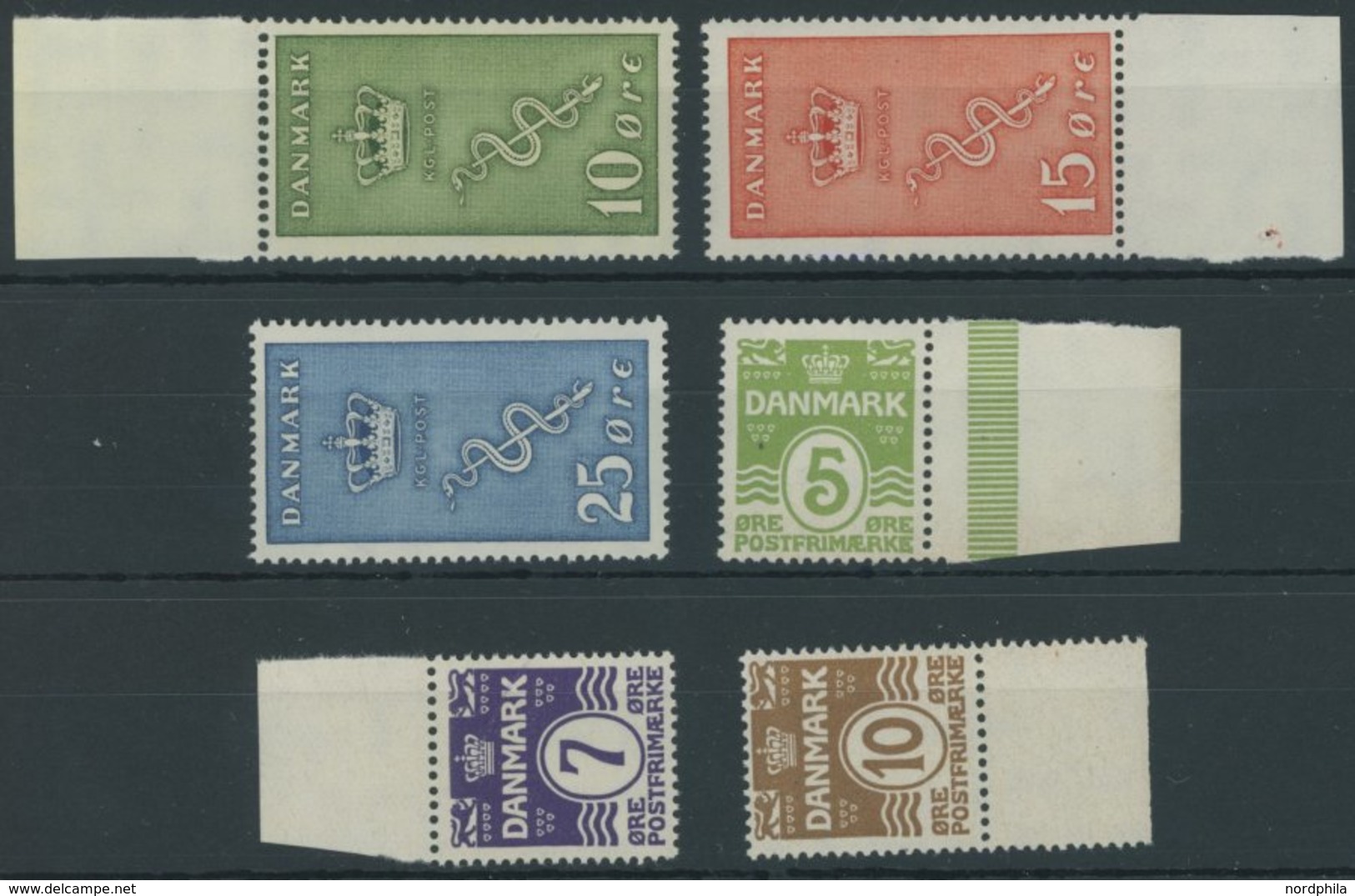 DÄNEMARK 177-79,182-84 **, 1929/30, Kampf Gegen Den Krebs Und Ziffer Im Oval, 2 Postfrische Prachtsätze, Mi. 95.- - Used Stamps