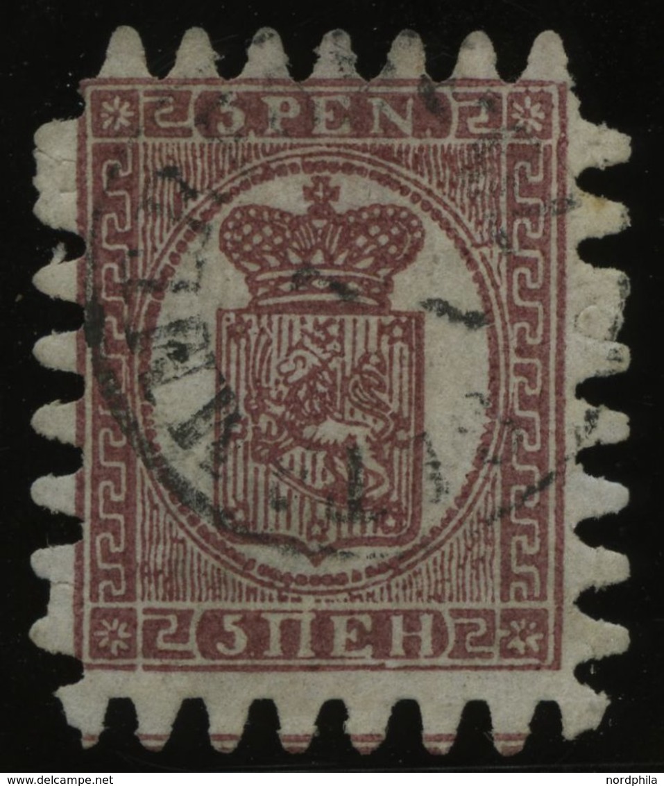 FINNLAND 5Cx O, 1867, 5 P. Braunlila Auf Blasslila, K1 TAMMERFORS, Praktisch Alle Zungen, Pracht - Gebraucht