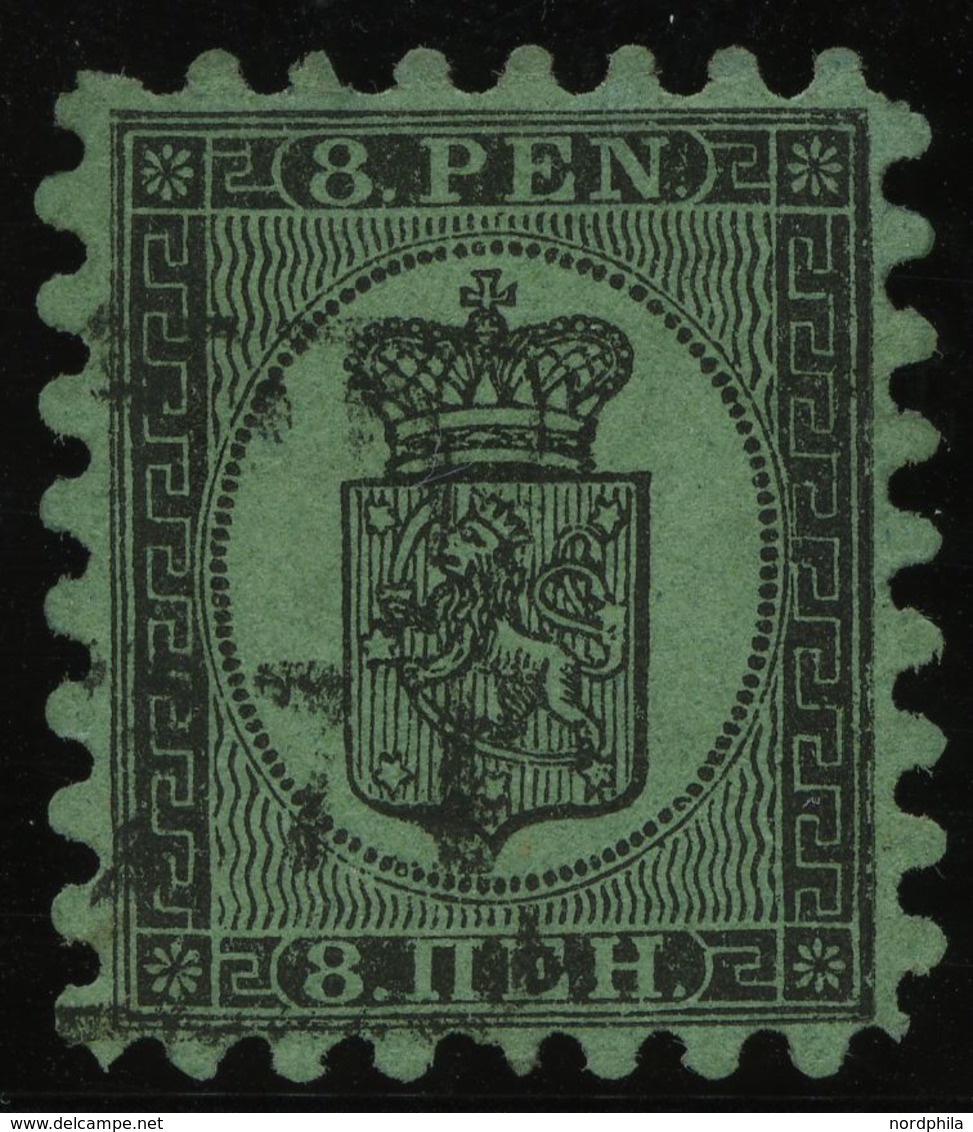 FINNLAND 6Ax O, 1872, 8 P. Schwarz Auf Gelbgrün, Fast Alle Zungen Vollständig, Pracht, Mi. 500.- - Gebraucht