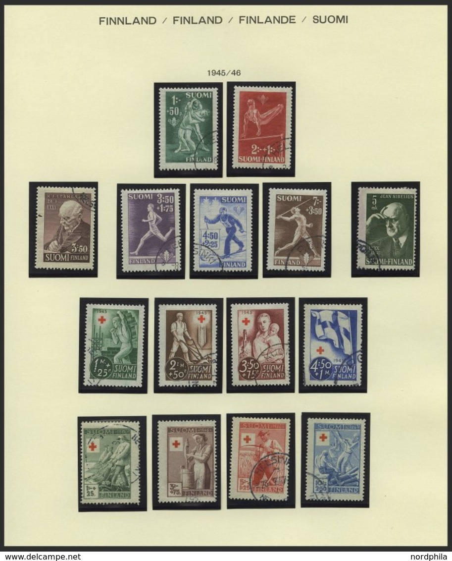 SAMMLUNGEN O,**, *, Fast Nur Gestempelte Komplette Sammlung Finnland Von 1945-90 Im Schaubekalbum Mit Markenheftchen Und - Gebraucht