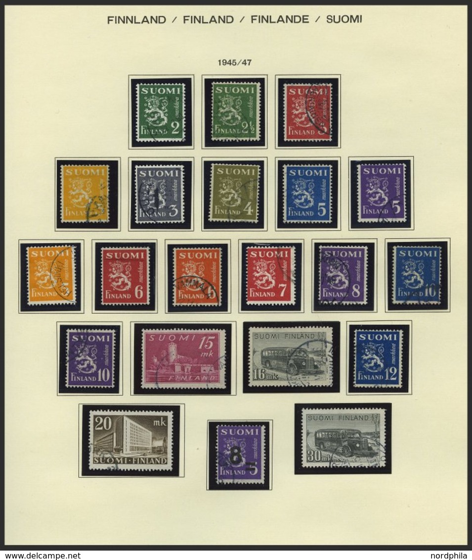 SAMMLUNGEN O,**, *, Fast Nur Gestempelte Komplette Sammlung Finnland Von 1945-90 Im Schaubekalbum Mit Markenheftchen Und - Gebraucht