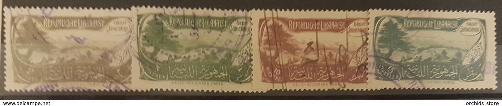 NO11 - Lebanon 1929 Cedar & Landscape Design Justice Renenue Stamps 2p / 3p / 10p / 15p - Lebanon