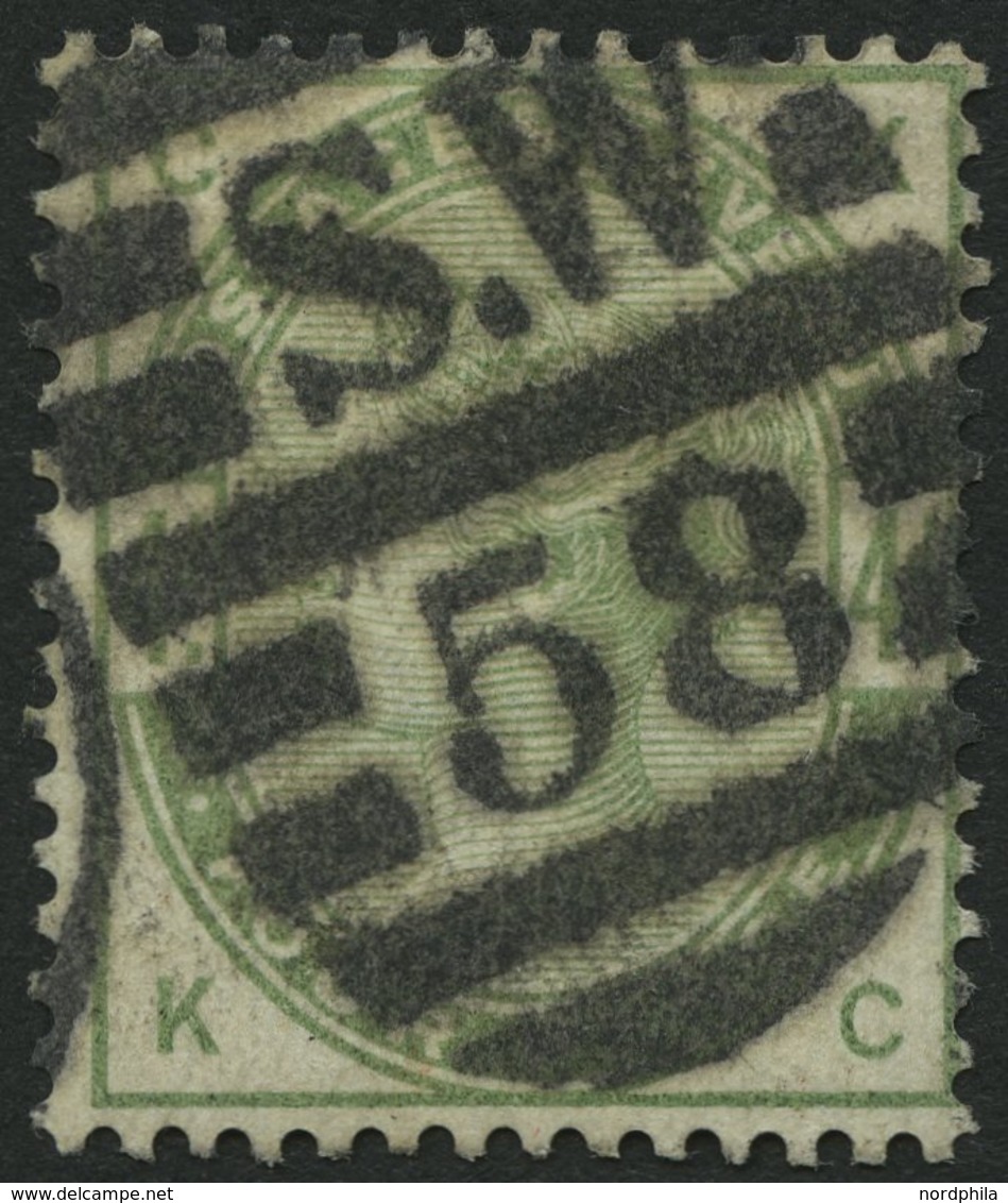 GROSSBRITANNIEN 77 O, 1884, 4 P. Dunkelgraugrün, Nummernstempel S.W.58, Pracht, Mi. 160.- - Other & Unclassified