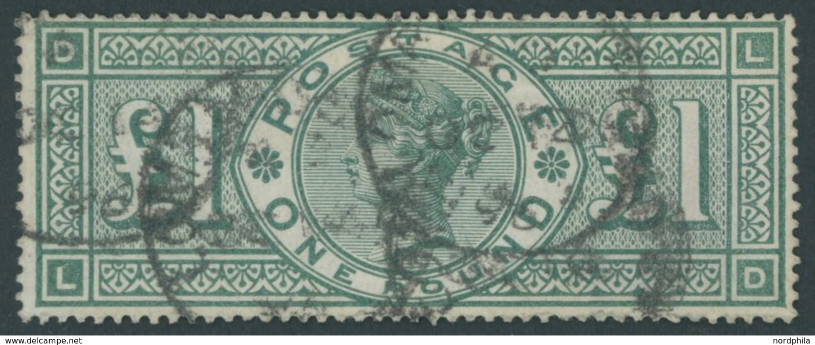 GROSSBRITANNIEN 99 O, 1891, 1 £ Dunkelgelbgrün, Wz. 11, Pracht, Mi. 650.- - Sonstige & Ohne Zuordnung