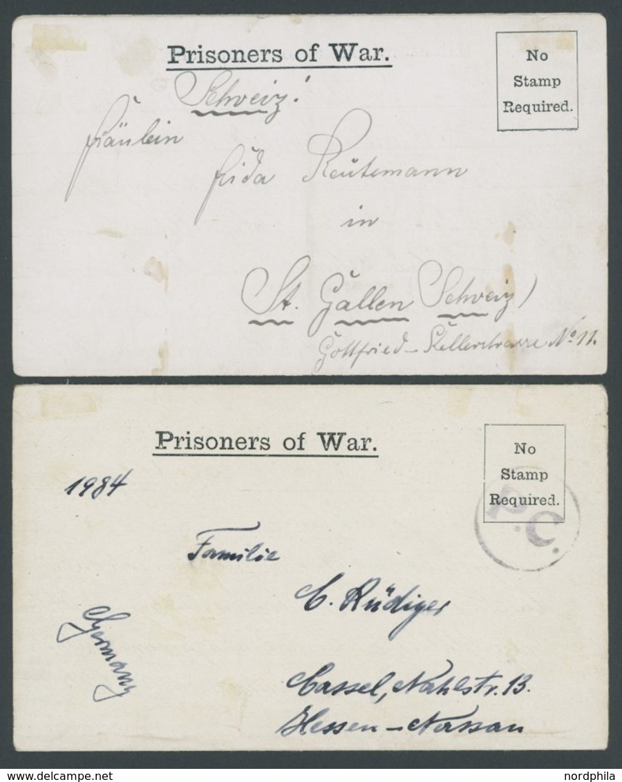 BRITISCHE MILITÄRPOST 1918/9, Prisoners Of War, 2 Faltbriefe Aus Holyport, Zensiert Nach Deutschland Bzw. In Die Schweiz - Used Stamps