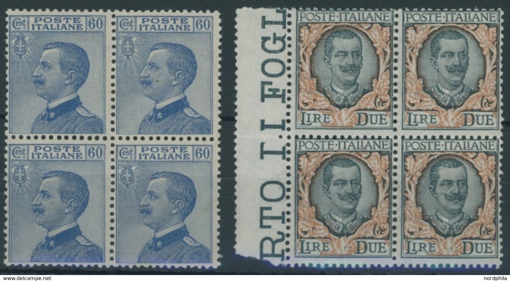 ITALIEN 186/7 VB **, 1923, König Viktor Emanuel III In Viererblocks, Postfrisch, Pracht, Mi. 200.- - Nuevos