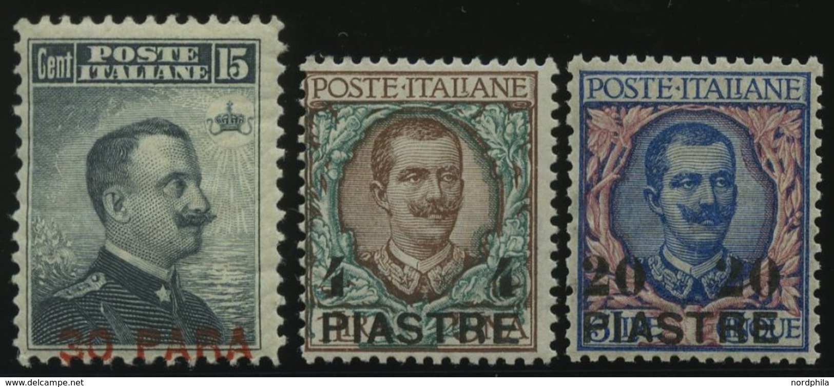 POST IM AUSLAND 13-17III *, Italienische Post In Der Levante: 1908, Konstantinopel, Type III, Falzrest, Prachtsatz, Mi.  - Sonstige & Ohne Zuordnung