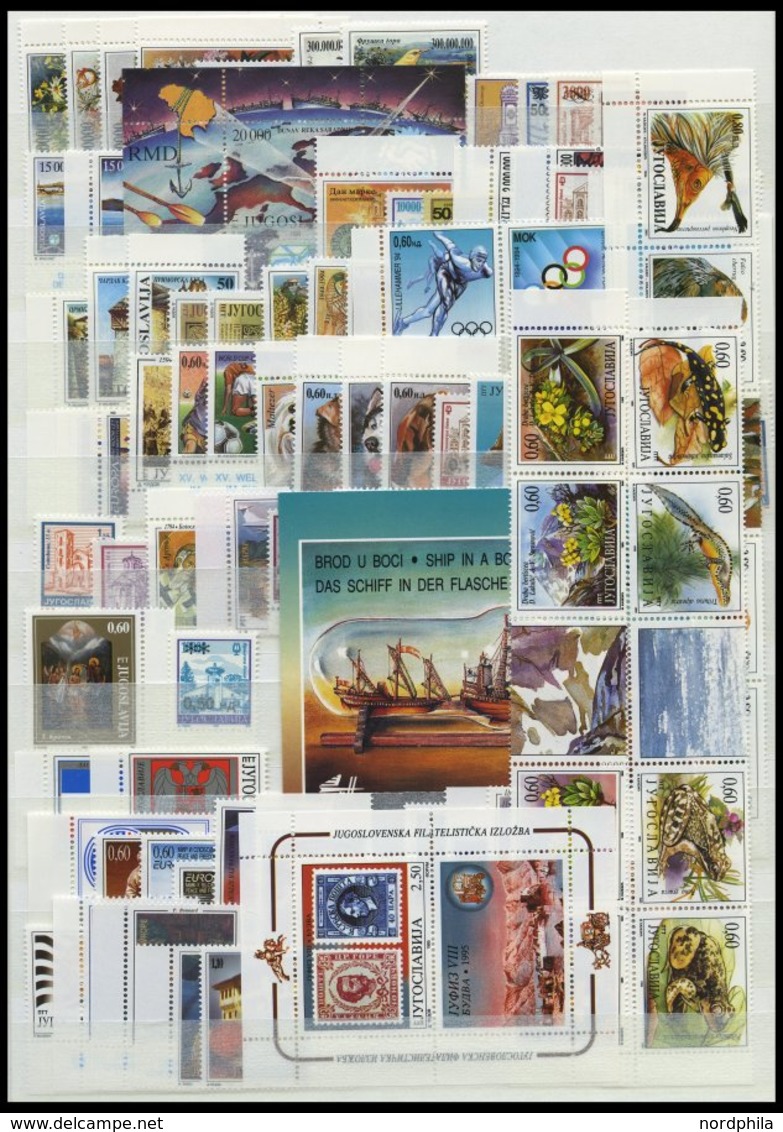 JUGOSLAWIEN **, Postfrische Sammlung Jugoslawien Von 1982-2003, 1987-91 Komplett, Prachtsammlung Mi. Ca. 1250.- - Sonstige & Ohne Zuordnung