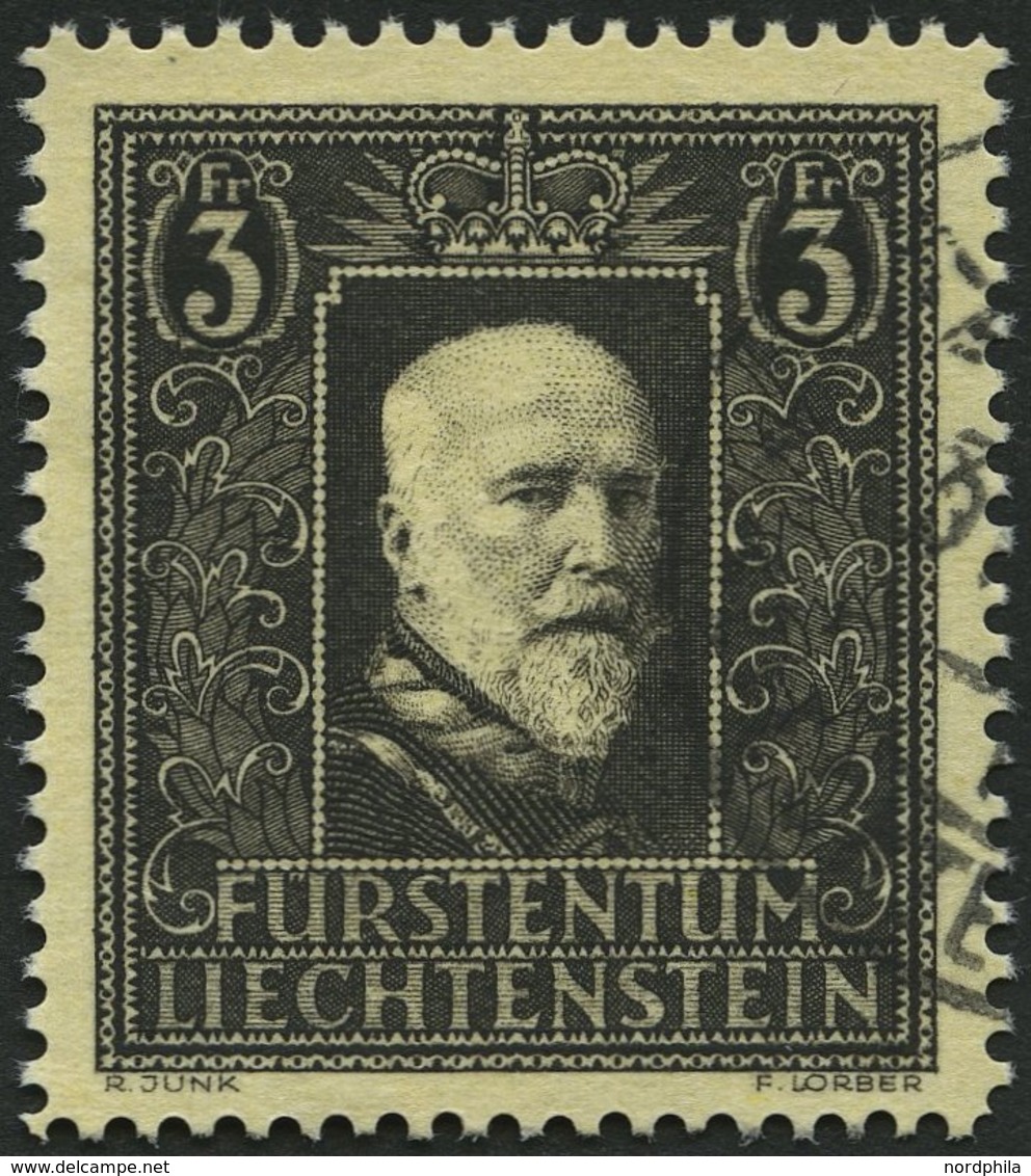 LIECHTENSTEIN 171 O, 1938, 3 Fr. Fürst Franz I, Pracht, Mi. 120.- - Sonstige & Ohne Zuordnung