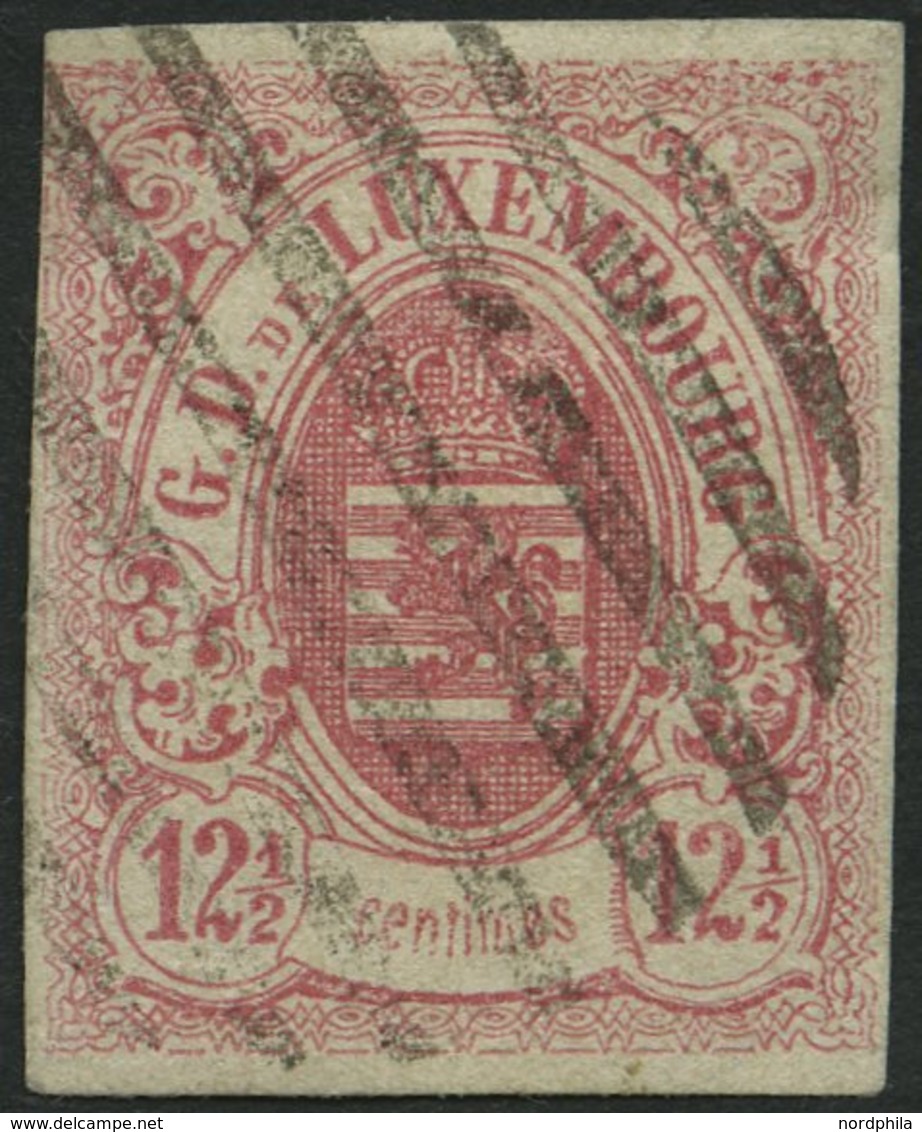 LUXEMBURG 7 O, 1859, 121/2 C. Rosa, Oben Leicht Berührt Sonst Breitrandig, Pracht, Gepr. Drahn, Mi. 200.- - Dienstmarken