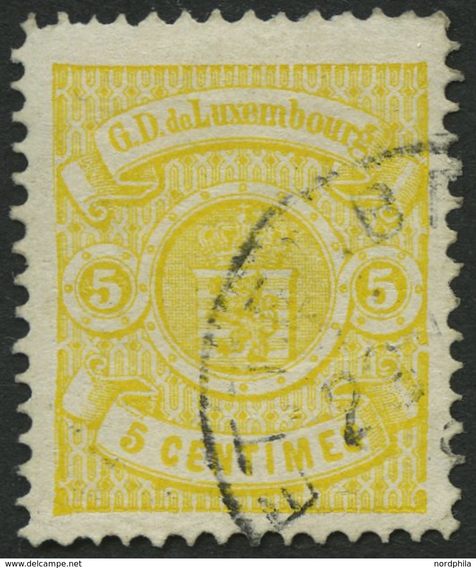 LUXEMBURG 39A O, 1880, 5 C. Gelb, Gezähnt 131/2, K1 ETTELBR(UCK), Kleine Knitterspur Sonst Pracht, Mi. 120.- - Dienstmarken