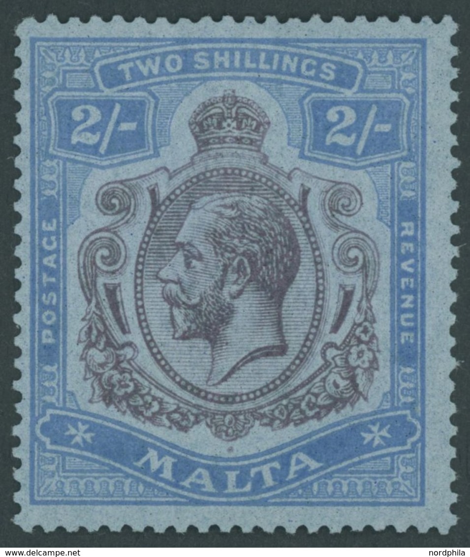 MALTA 62 **, 1922, 2 Sh. Blau/lila Auf Hellblau, Pracht, Mi. 150.- - Malta