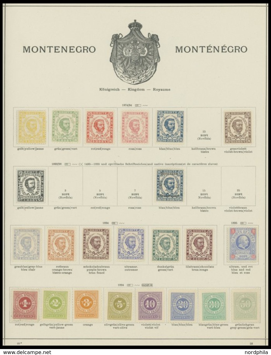 MONTENEGRO *,o , Fast Nur Ungebrauchte Sammlung Montenegro Von 1890-1913 Auf Schaubekseiten, Prachterhaltung - Montenegro