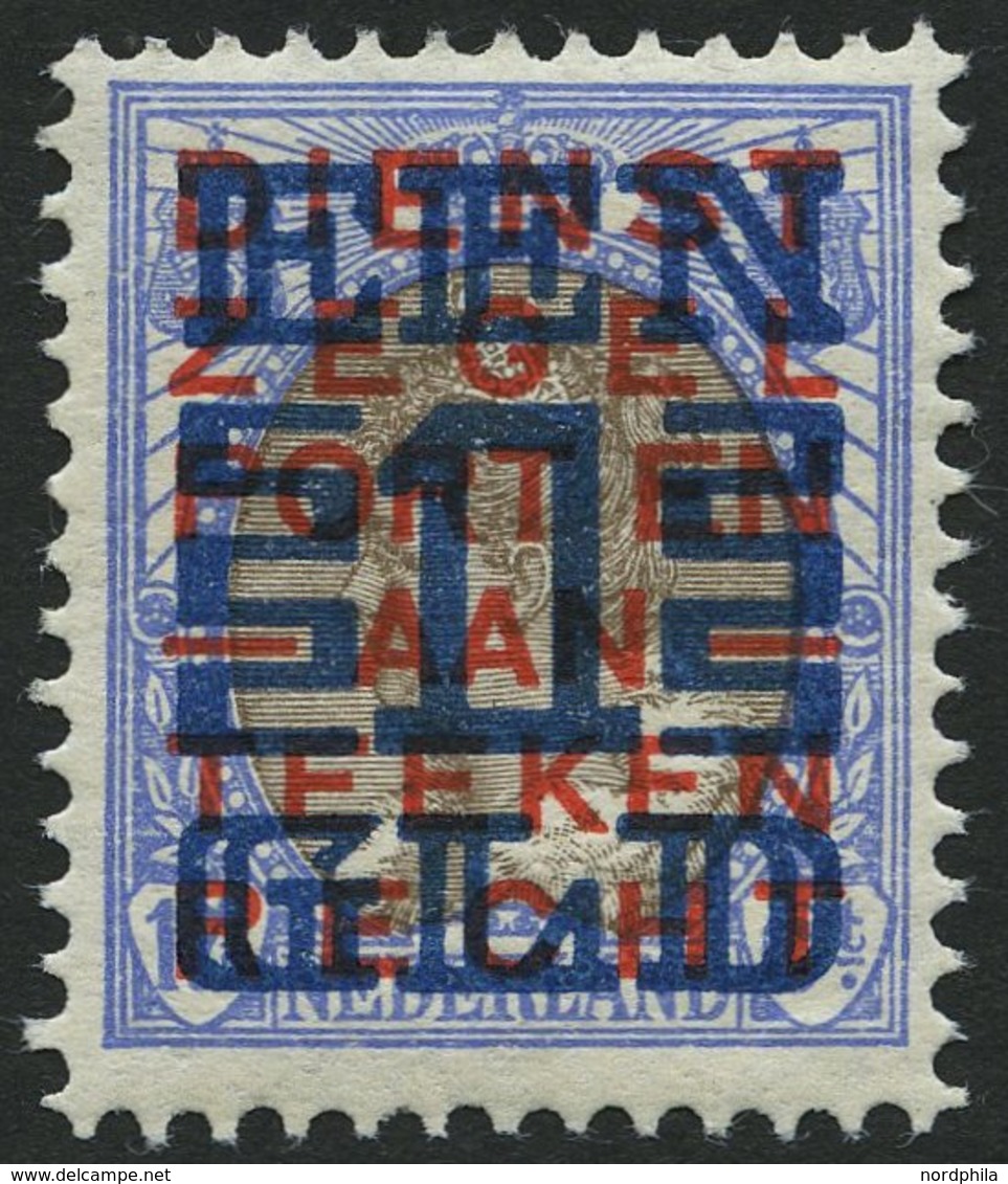 NIEDERLANDE 137A *, 1923, 1 G. Auf 171/2 C. Ultramarin/braun, Falzreste, Gezähnt K 121/2, Falzrest, Pracht - Other & Unclassified