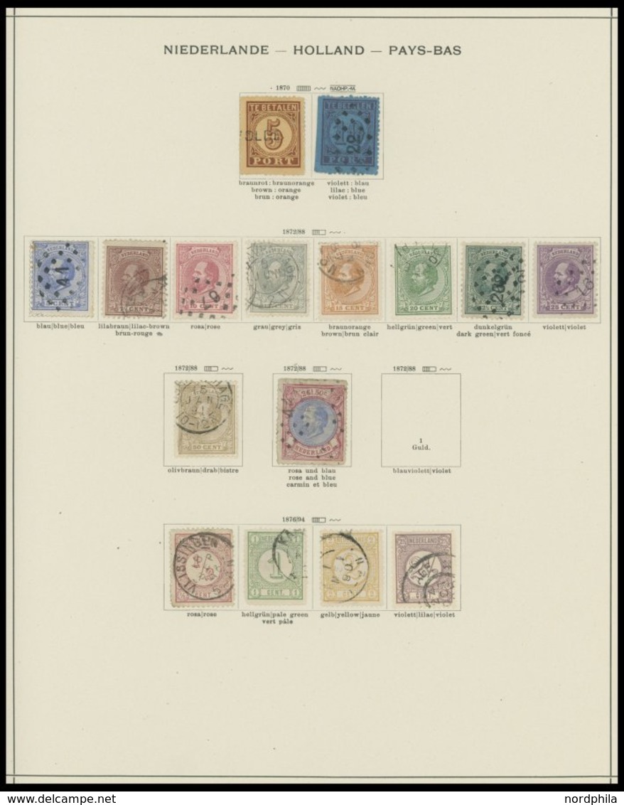 SAMMLUNGEN, LOTS O,* , Fast Nur Gestempelte Sammlung Niederlande Von 1852-1944 Auf Schaubekseiten (Text Bis 1957), Mit G - Netherlands