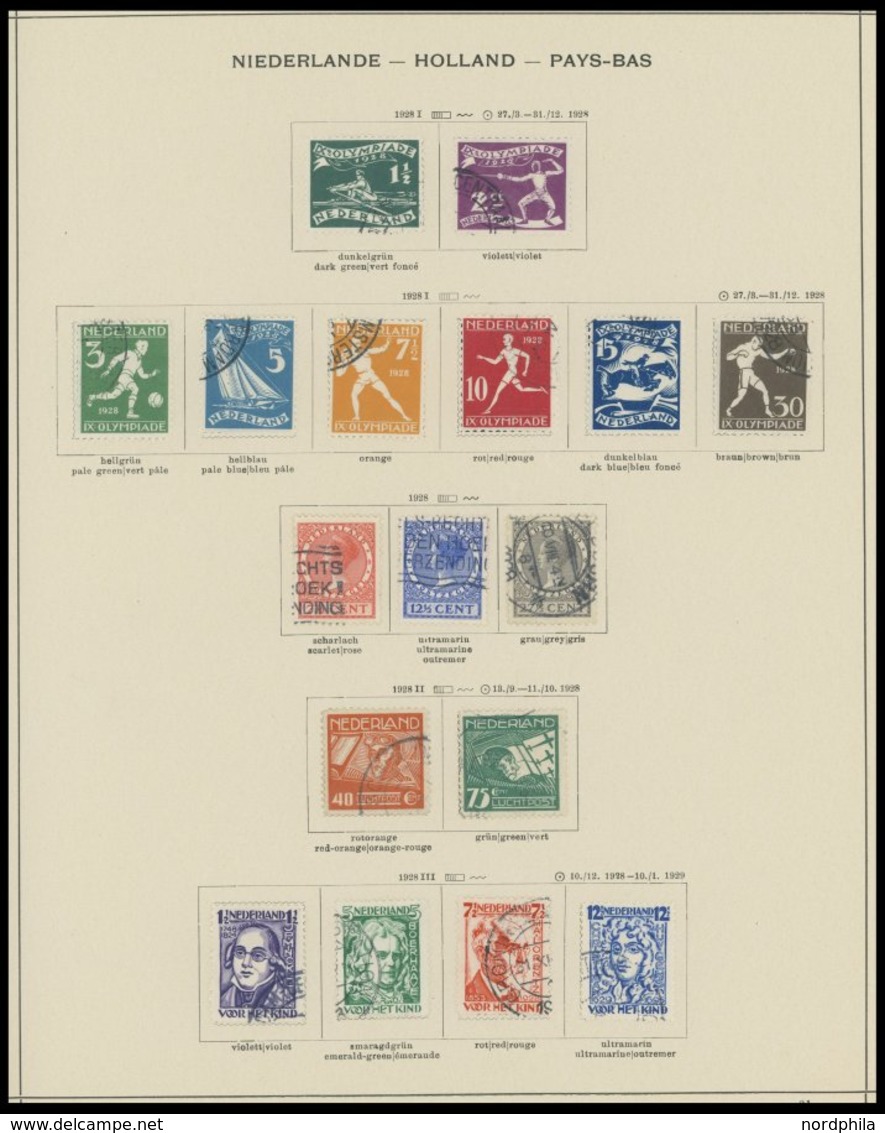 SAMMLUNGEN, LOTS O,* , Fast Nur Gestempelte Sammlung Niederlande Von 1852-1944 Auf Schaubekseiten (Text Bis 1957), Mit G - Netherlands