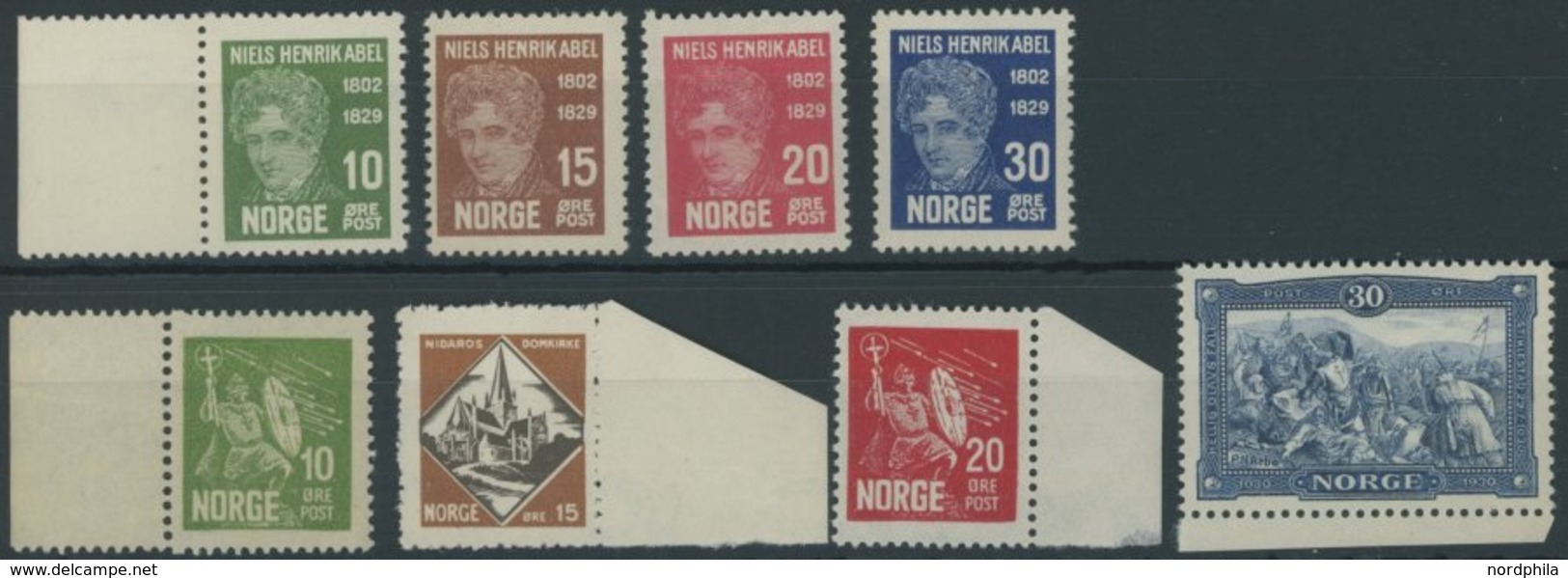 NORWEGEN 150-53,155-58 **, 1929/30, Abel Und König Olaf II, 2 Postfrische Prachtsätze, Mi. 100.- - Other & Unclassified