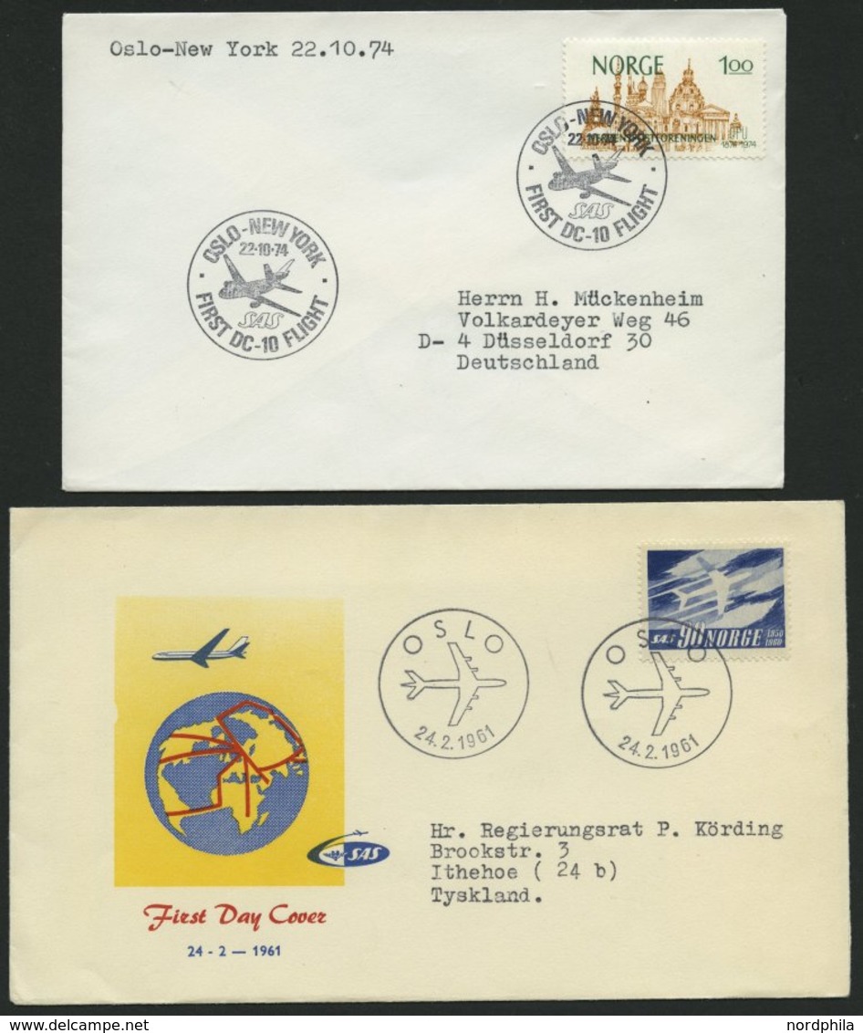 NORWEGEN 1957-75, 5 Verschiedene SAS-Flugpostbelege, Pracht - Sonstige & Ohne Zuordnung