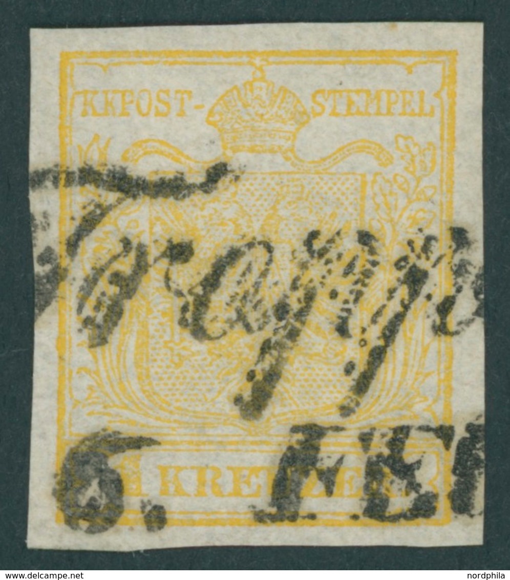 ÖSTERREICH BIS 1867 1Xa O, 1850, 1 Kr. Gelb, Handpapier, L2 TROPPAU, Pracht - Sonstige & Ohne Zuordnung