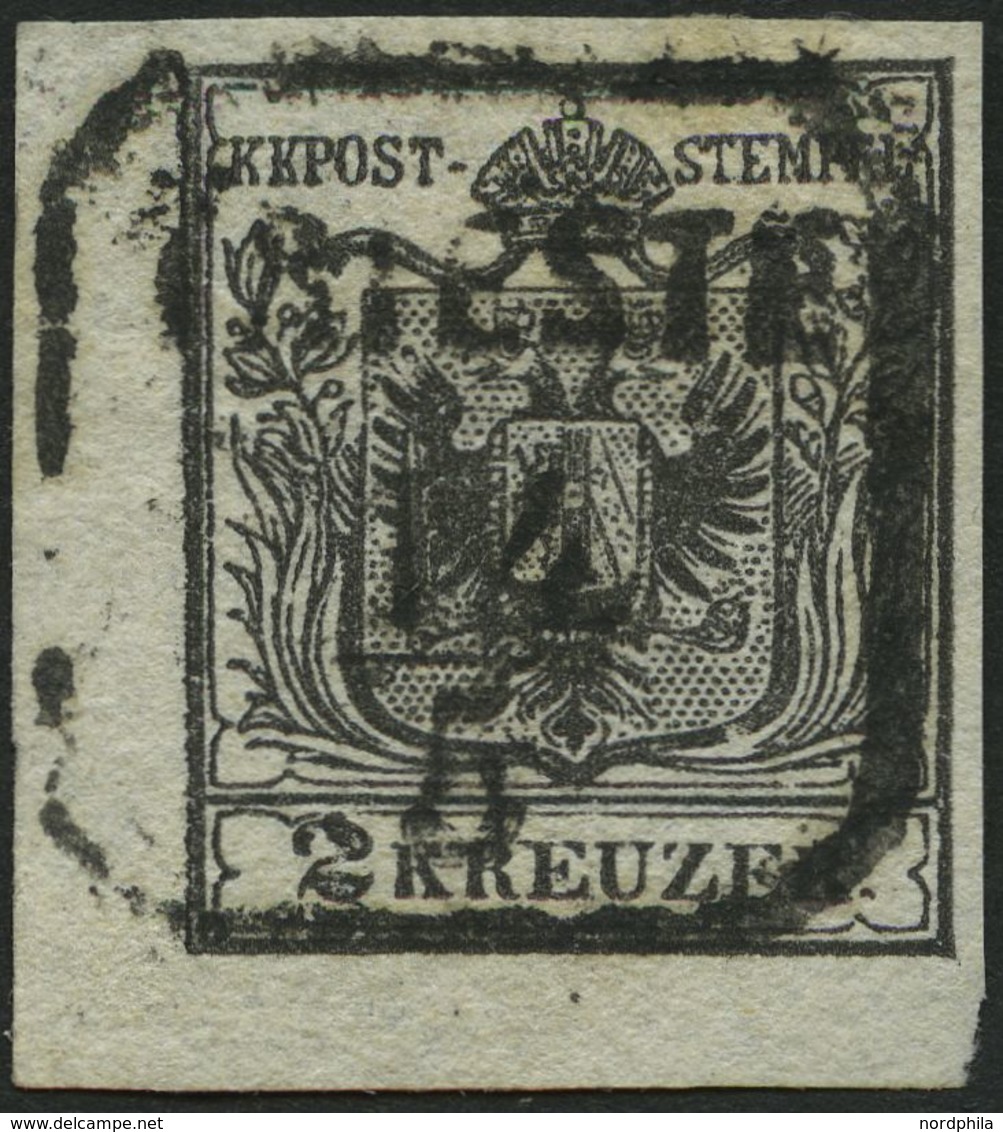 ÖSTERREICH 2Xa O, 1850, 2 Kr. Schwarz, Handpapier, Untere Linke Bogenecke, Zentrischer Stempel TRIESTE, Kabinett - Other & Unclassified