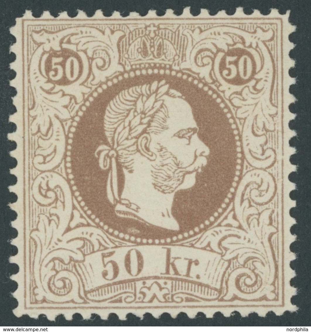ÖSTERREICH 1867-1918 41IIE **, 1867, 50 Kr. Braun, Gezähnt L 13, Postfrisch, Pacht - Sonstige & Ohne Zuordnung