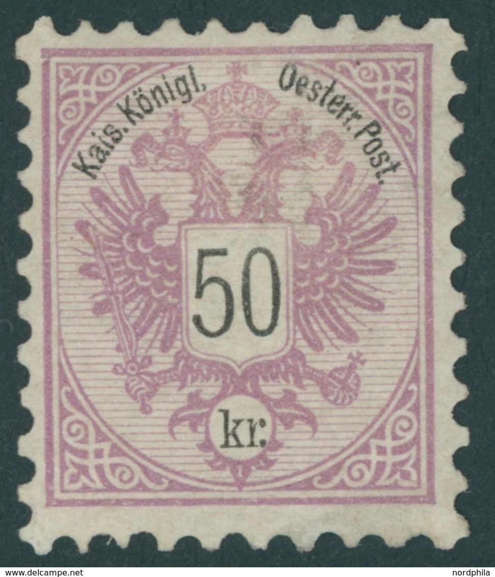 ÖSTERREICH 1867-1918 49b *, 1883, 50 K. Mittelbraunlila/schwarz, Gummi Wohl Nicht Original, Pracht, Mi.420.- - Other & Unclassified