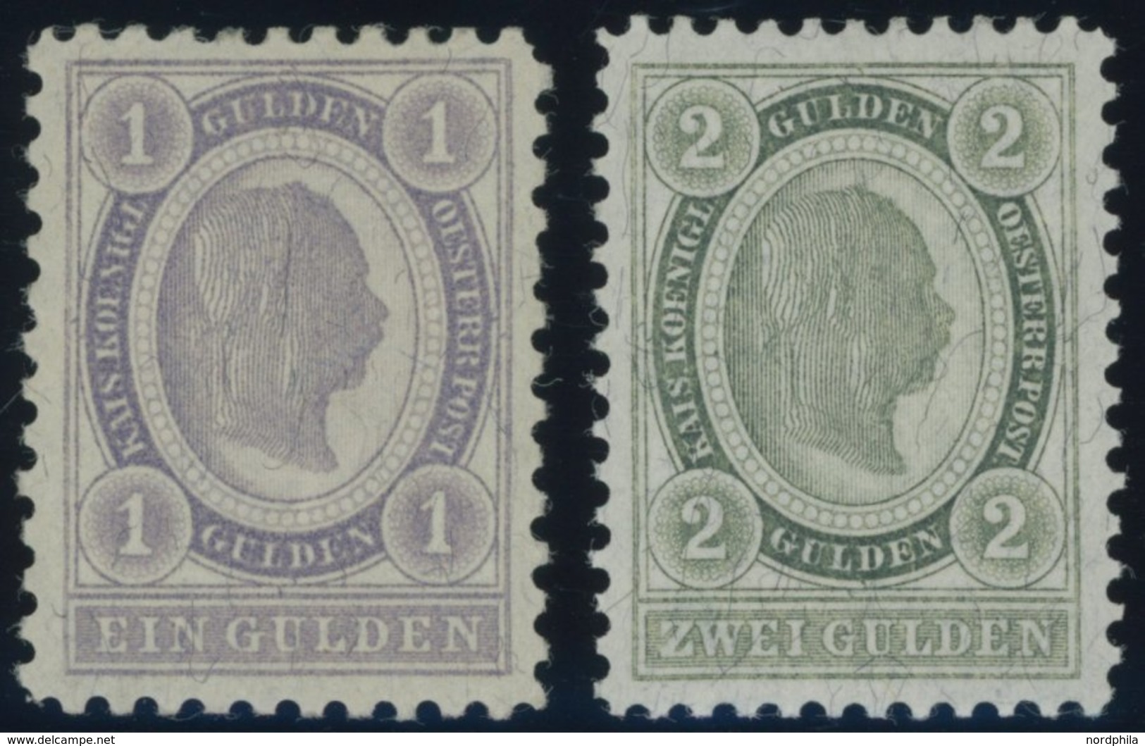 ÖSTERREICH 1867-1918 67/8 **, 1896, 1 G. Violettgrau Und 2 G. Grün, Postfrisch, 2 Prachtwerte, Mi. 270.- - Sonstige & Ohne Zuordnung