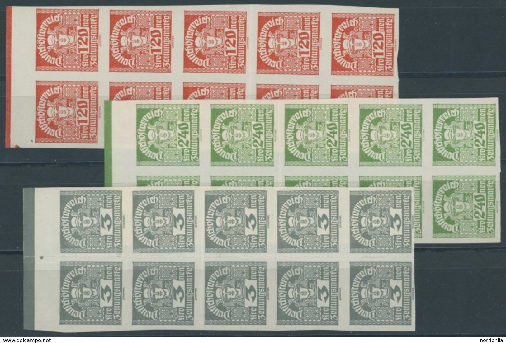 ÖSTERREICH 1918-1938 293-311 **, 1920, Merkurkopf, 10 Postfrische Prachtsätze In Senkrechten Einheiten, Mi. 150.- - Gebraucht