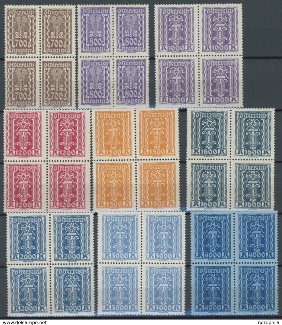 ÖSTERREICH 1918-1938 360-97 VB **, 1922/4, Freimarken In Postfrischen Viererblocks (38 Werte), Bei Der 4000 Kr. Die Beid - Gebraucht